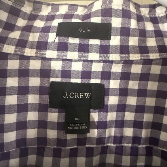 J. Crew Men's Slim Shirt Size XL Purple Gingham Preppy Career Polished Trendy - Picture 3 of 13